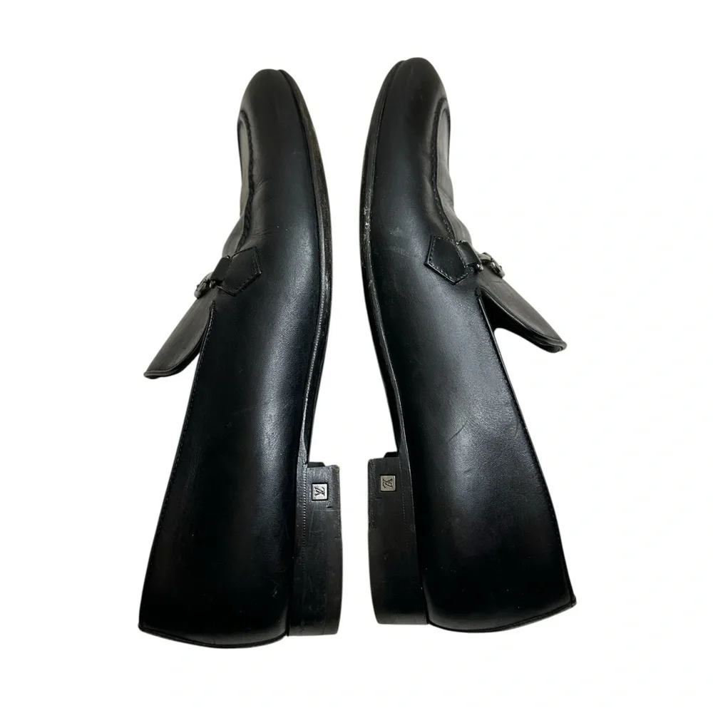 Louis Vuitton Black Leather Slip-On Loafers